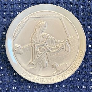 Frankoma Pottery Christmas Plate 1969 Laid In A Manger Baby Jesus Vintage